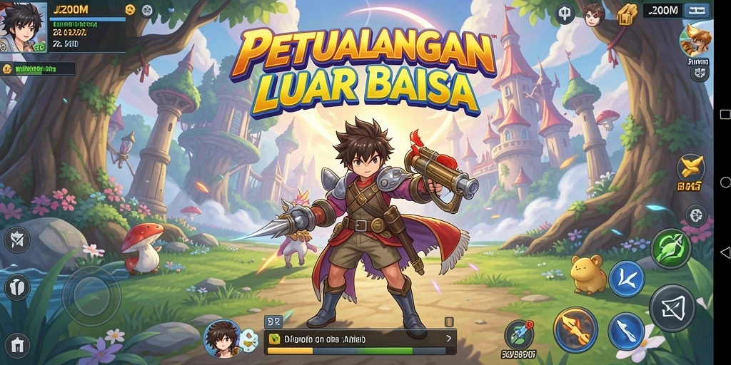 Screenshot dari J200M menampilkan aksi seru dalam gameplay Anime.