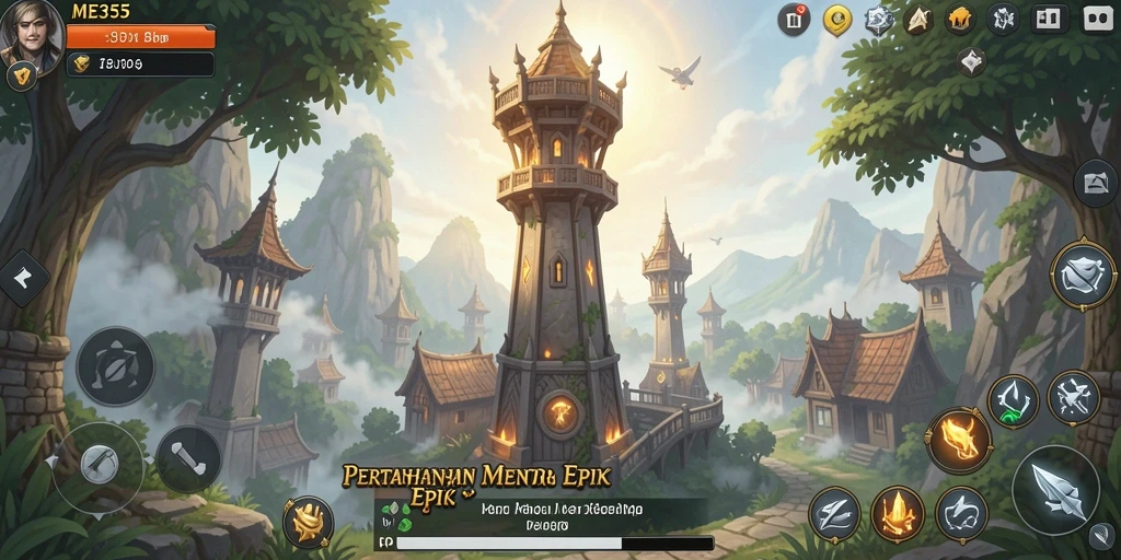 Tangkapan layar gameplay ME355 menampilkan aksi menegangkan dalam battle Tower Defense.