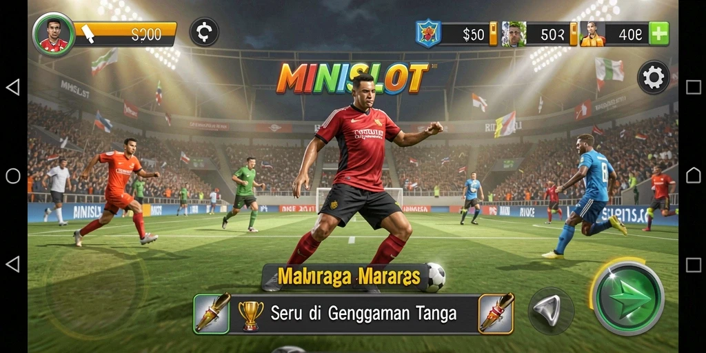 Tampilan gameplay seru dalam MINISLOT dengan aksi olahraga menyenangkan.