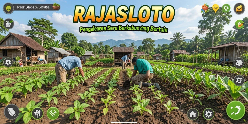 Gameplay seru RAJASLOTO dengan berkebun dan bertani.