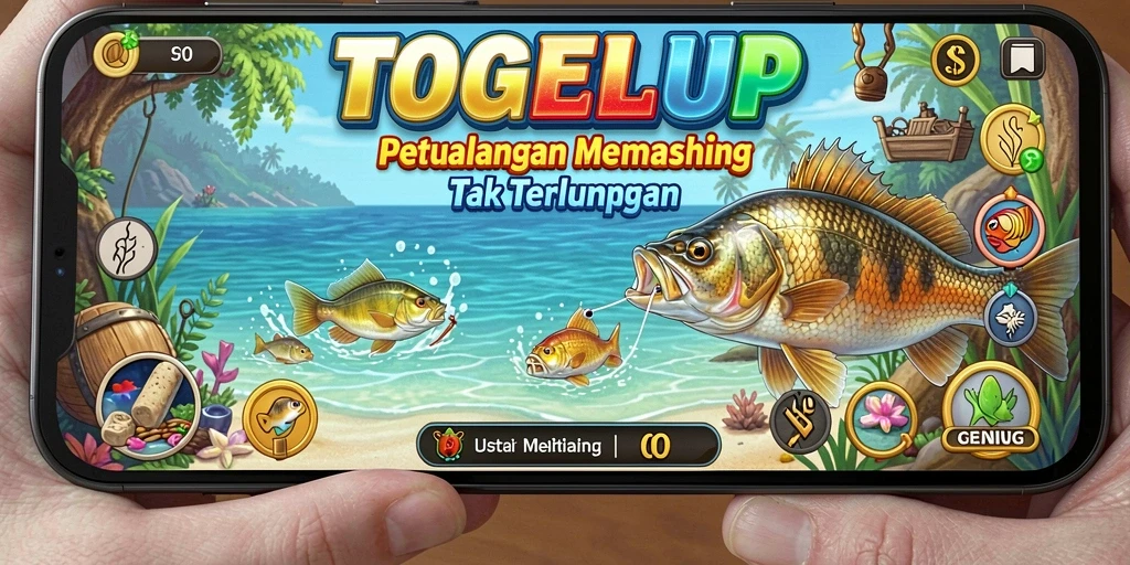 Gameplay seru TOGELUP dengan berbagai jenis ikan.